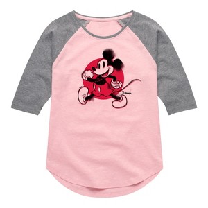 Girls' - Disney - Mickey & Friends Shirt Tail Raglan Graphic T-shirt - 1 of 3
