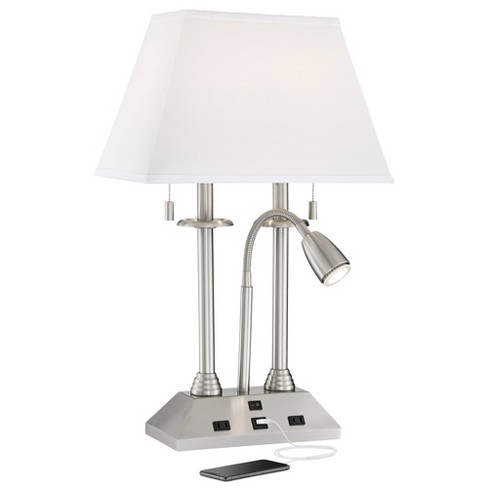 TRUE FINE 23 in. Black Modern Table Lamp with USB Port and White