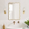 Aoibox Gold Wavy Scalloped Farmhouse Mirror with Wood Frame for Bathroom, Entryway, Living Room, Bedroom, Hallway, Modern Decor - 2 of 4