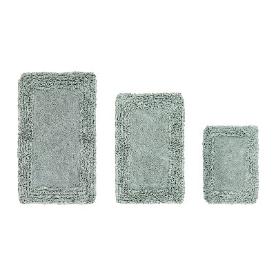 Shaggy Border Collection 3-Piece Bath Rug Set 100% Cotton Tufted Weave Ruffle Border Pattern Bathroom Rug for Machine Washable Bathmat