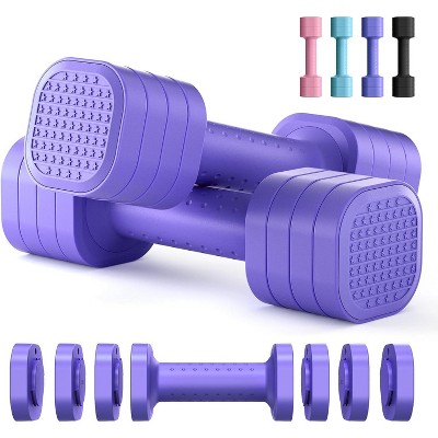 Adjustable Dumbbell Set of 2, for Women with Soft TPU Handle, Compact Free Weights for Home Gym