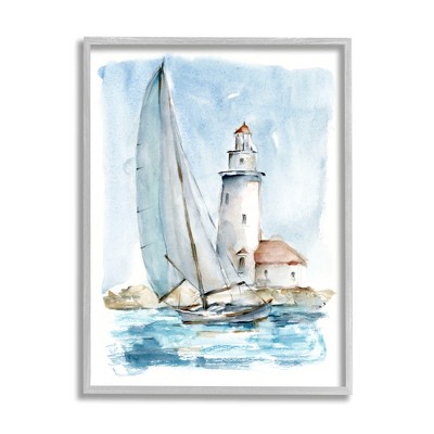 Stupell Industries Nautical Sailboat & Lighthouse Framed Giclee