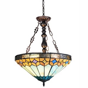 Chloe Lighting Nicholas Tiffany-Style Mission Stained Glass Inverted Ceiling Pendant 73" Height - 1 of 3