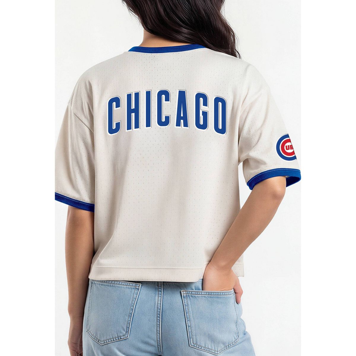 MLB Chicago Cubs Women's Champion Antique White Mesh Jersey - thumbnail 3
