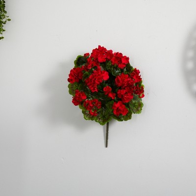 UV Resistant Red Geranium Artificial Bush Set for Indoor/Outdoor