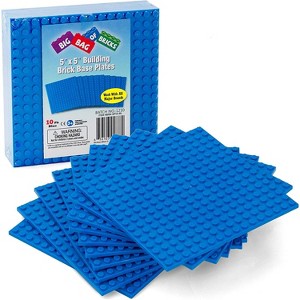 SCS Direct Brick Building Blocks Blue Stackable Baseplates - 5"x5"(10pcs) Dual Sided - Fits All Major Brands, Great for Activity Table, Gift - 1 of 3