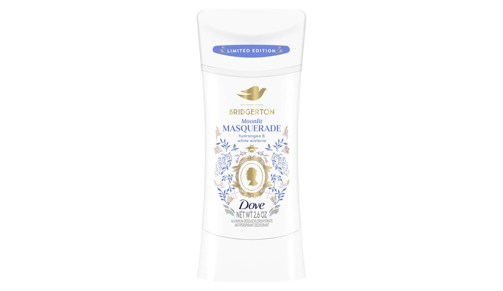 Dove Beauty Limited Edition Bridgerton Antiperspirant & Deodorant Stick - Moonlit Masquerade - Hydrangea & White Wisteria Scent - 2.6oz