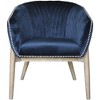 HomeRoots 28" Blue And Brown Velvet Arm Chair - 4 of 4