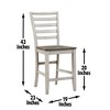 Asian Hardwood Solids and Bentwood Counter Chair (Set of 2) with Ladderback Design, Shaped Wooden Seat, Stretchers, and Smoky Alabaster - 2 of 4