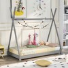 PAGED Twin Size Floor Bed with Triangle Structure, Tent-Shaped Modern Sturdy Metal Bed Frame for Bedroom, Easy Assembly - 2 of 4