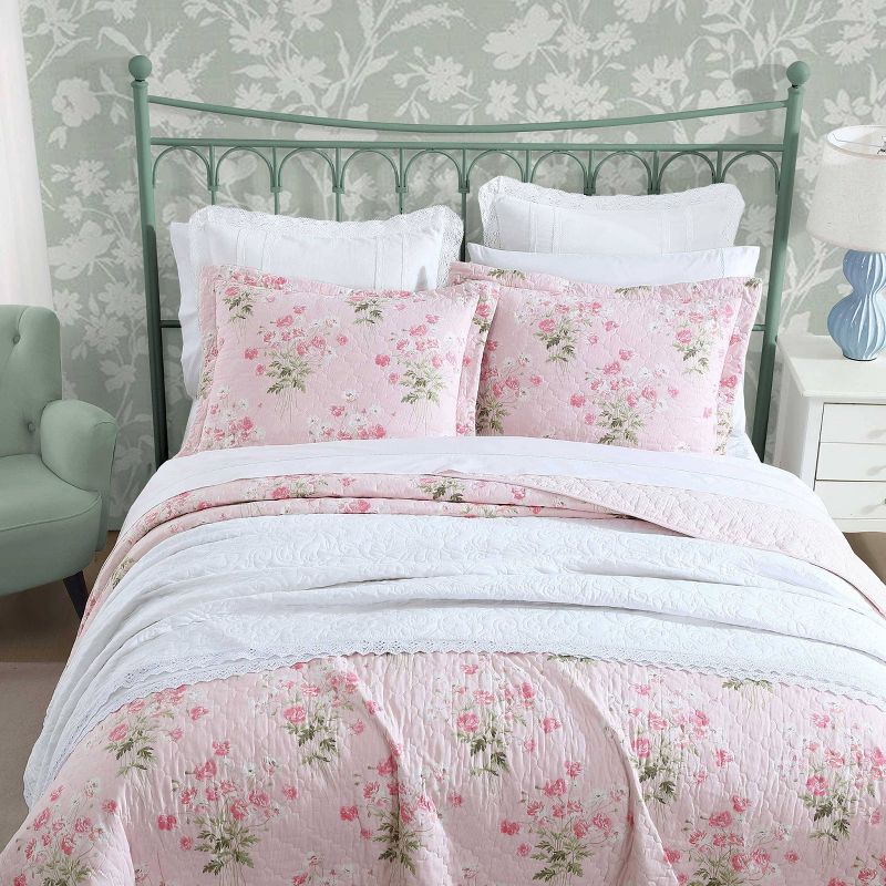 Laura Ashley Veronicas Bouquet 100% Cotton Quilt Set Pink, 5 of 8