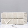 Viscose Cotton Blend Medium Weight Soft Textured Checkered and Ribbed Towel Set by Blue Nile Mills - 2 of 4