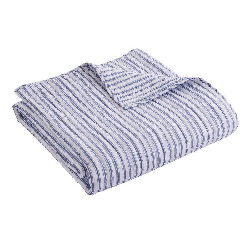 Tobago Stripe Blue Quilted Throw - Levtex Home, 3 of 4
