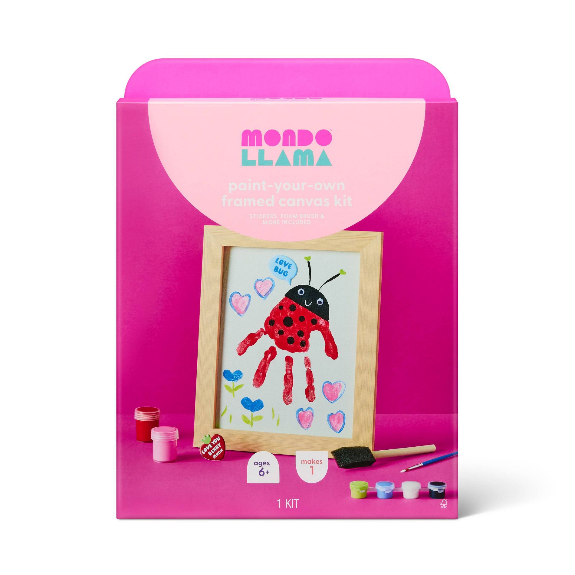 Valentine's Craft Framed Canvas Painting Activity Kit - Mondo Llama™