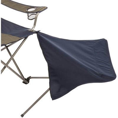 Navy & Tan Outdoor Folding Camping Chair with Detachable Footrest