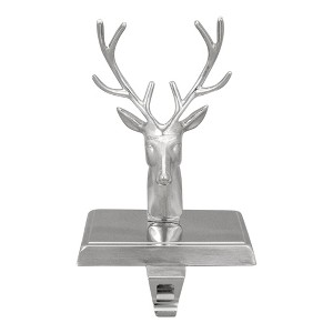 Northlight 8" Shiny Silver Deer Head Christmas Stocking Holder - 1 of 4