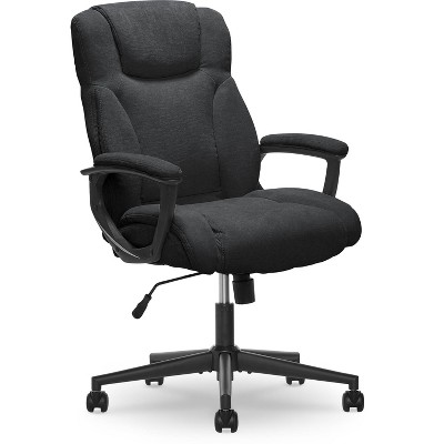Modern Executive High-Back Black Microfiber Swivel Office Chair