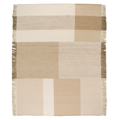 Handmade Natural Stripe Wool-Cotton Blend Area Rug 8' x 10'