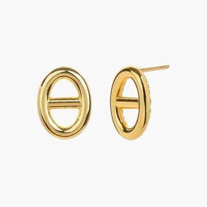Bearfruit Jewelry Sterling Silver 18k Gold Plated Erin Circle Stud Earrings - 1 of 4