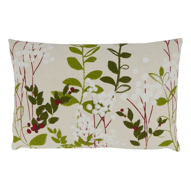 Saro Lifestyle Poly-Filled Throw Pillow With Holiday Botanical Design, 1 of 4