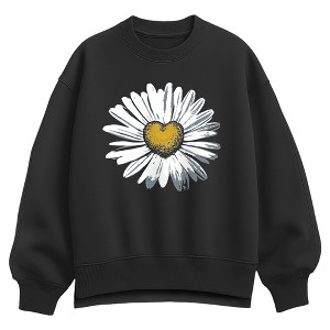 トップス Bibiy. BY. FLOWER SWEAT SHIRT Women's - Instant Message - Daisy Heart Oversized Fleece Crew
