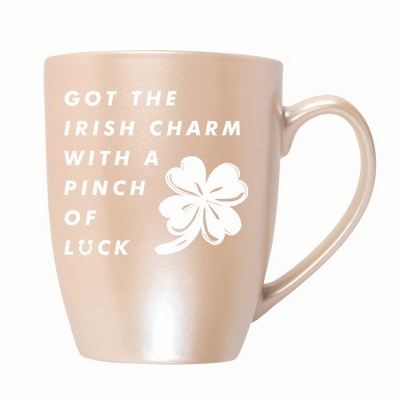 Elanze Designs Irish Charm With Pinch Of Luck 10 ounce New Bone China Coffee Tea Cup Mug, Precious Pearl