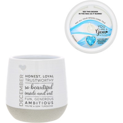Pavilion Gift Company - December - 11 oz - 100% Soy Wax Reveal Candle with Birthstone Scent: Tranquility - Flame Candles