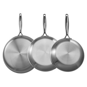 VEVOR Tri-Ply Stainless Steel Frying Pan, 3 Pcs Set (8, 10, 12 in), Cooking Skillet with Heat-Resistant Handle, Silver - 1 of 4