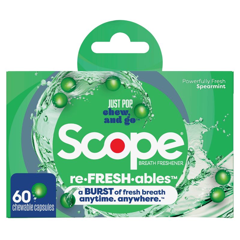 Scope Refreshable &#38; Chewable Capsules to Freshen Breath - Spearmint - 60ct, 1 of 12