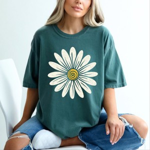 Simply Sage Market White Daisy Garment Dyed Tee - 1 of 4
