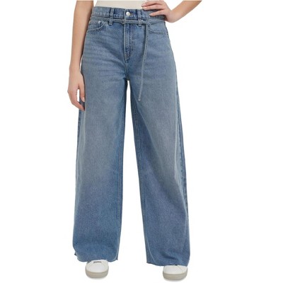 Calvin Klein Womens High Rise Wide Leg Jeans