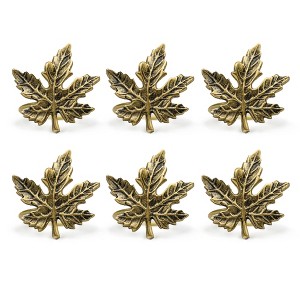 Design Imports Gold Maple Leaf Napkin Ring Set/6 - 1 of 4