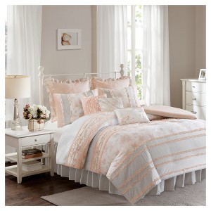 Desiree Cotton Percale Duvet Cover Bedding Set with Euro and Bedskirt, Size: TWIN/Twin XL, Pink