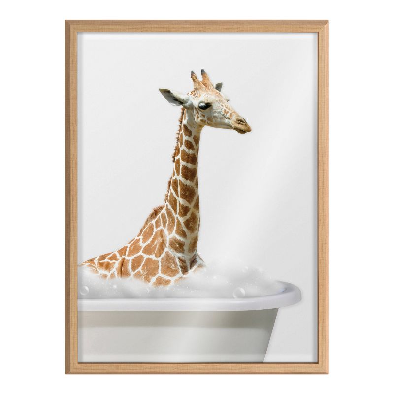 18&#34; x 24&#34; Blake Bathroom Bubble Bath Giraffe by The Creative Bunch Studio Framed Printed Glass Natural - Kate &#38; Laurel All Things Decor, 3 of 8