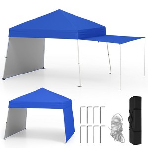 Tangkula 14 X 9.2 FT Pop up Canopy Tent w/ 2 Convertible Sidewalls to Awning & Stakes - 1 of 4