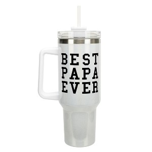 Elanze Designs Best Papa Ever Dad Grandpa Family 40 oz. Stainless Steel, Large Water Bottle Coffee Mug, Spill & Leak Resistant, Thermal Travel Tumbler - 1 of 1