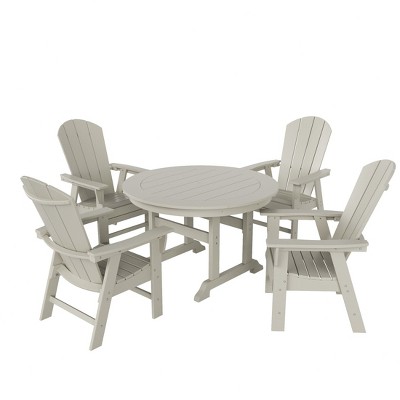 WestinTrends 5 Piece Outdoor Patio Dining Round Table and Curved Back Armchair Set