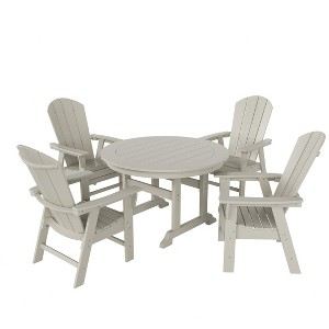 WestinTrends 5 Piece Outdoor Patio Dining Round Table and Curved Back Armchair Set - 1 of 2