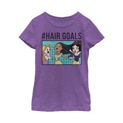 Girl's Disney Princesses #Hair Goals Cartoon T-Shirt