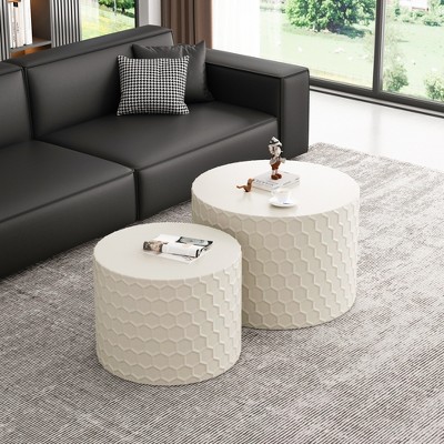 NicBex 2-Piece Stylish Round/Irregular Coffee Table Set,Minimalist Side Table Set,Center Table for Living Room