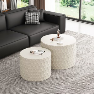 NicBex 2-Piece Stylish Round/Irregular Coffee Table Set,Minimalist Side Table Set,Center Table for Living Room - 1 of 4