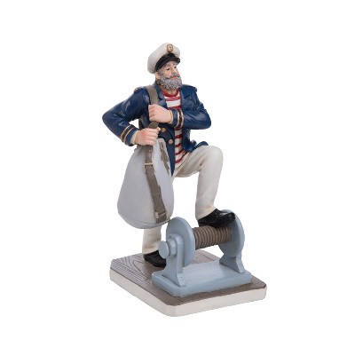 Beachcombers 9.75" Sailing Captain Raised Knee Handcrafted Decorative Coastal Figurine