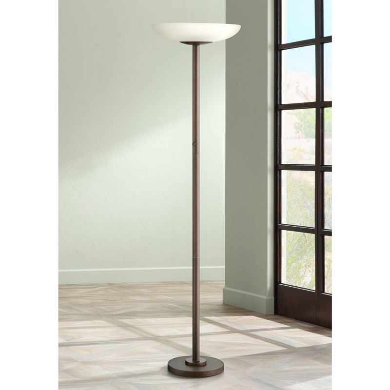 Possini Euro Design Meridian Light Blaster Modern Torchiere Floor Lamp 72" Tall Oil Rubbed Bronze LED Frosted Glass Shade for Living Room Bedroom Home, 2 of 8