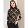 Allegra K Women's Turtleneck Long Sleeve Stretch Slim Plaid Casual Blouse - 3 of 4