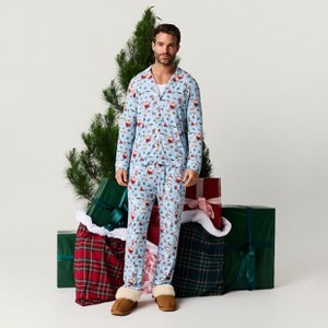 Adult General Sizing Christmasville Men's Luxe Pajama Pant Set - Posh Peanut - 1 of 4