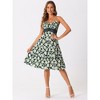 Allegra K Women's V Neck Spaghetti Strap Smocked Back Ruffled Hem Midi Floral Sundresses - 3 of 4