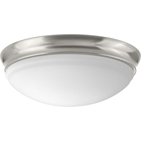 Progress Lighting, Etched Glass Collection, 1-Light Flush Mount, Brushed Nickel, Etched Glass, Material: Steel - image 1 of 3