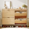 Fluted Shoe Storage Cabinet, Narrow Shoe Organizer with 2 Flip Drawers - 4 of 4