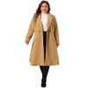 Agnes Orinda Women's Plus Size Double Breasted Notch Lapel A Line Pockets Winter Overcoats - 3 of 4