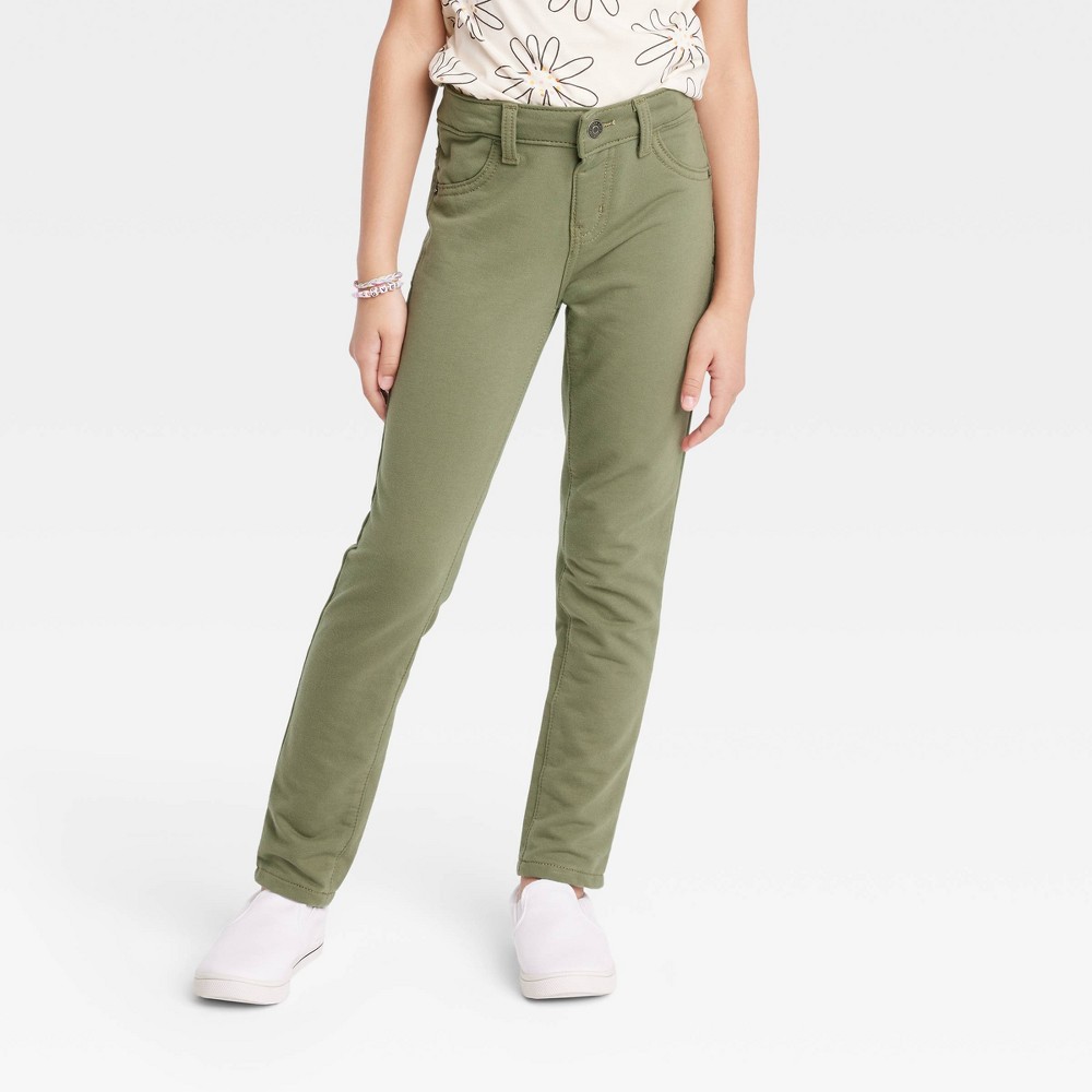 size medium (7/8) Girls' Mid-Rise Soft Knit Jeggings - Cat & Jack Green 